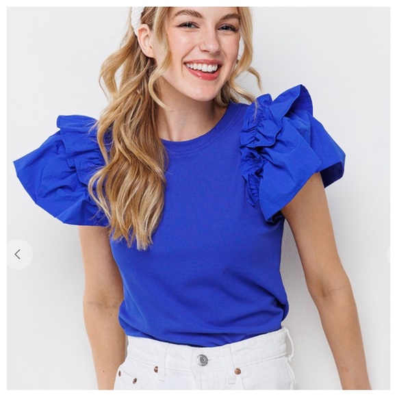 Boho Double Ruffled Sleeve Top - Picture 2 of 3